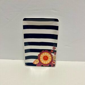 Thirty-One Floral Accent Cabana Stripe Tropic Pop Keepsake Tray Trinket NWT